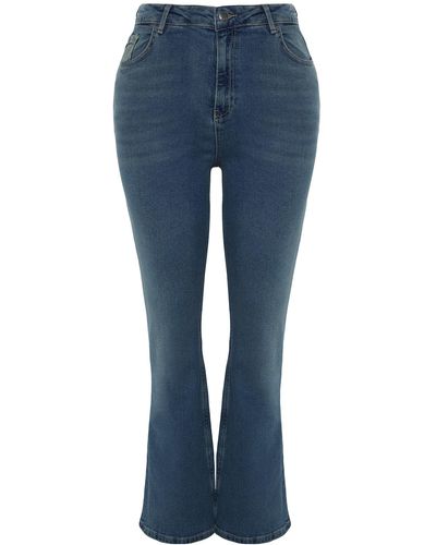 Trendyol E jeans mit spanischem bein und hoher taille - Blau