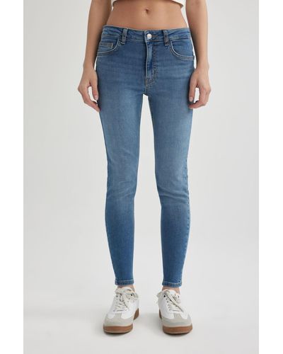 Defacto Rebeca skinny fit, normale taille, schmales bein, lange jeanshose b6506ax24sp - Blau