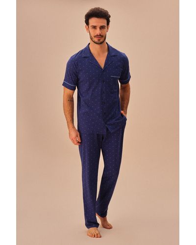 SUWEN Maskulines pyjama-set von edwin - Blau