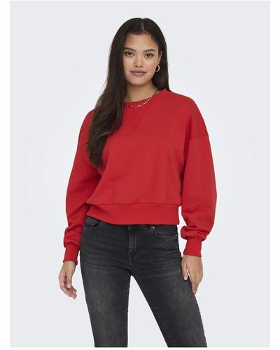 ONLY Sweatshirt normal geschnittenes rundhals-sweatshirt - Rot