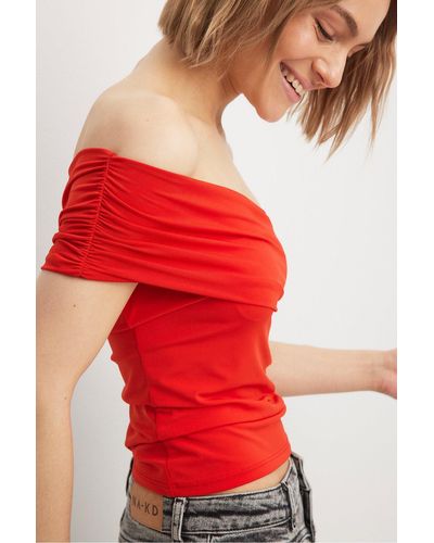 NA-KD One-shoulder-jersey-oberteil - Rot