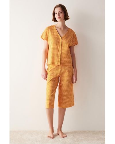 Penti Capri-pyjama-set flora gelb - Orange