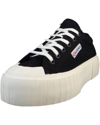 Superga Low sneaker 2631 stripe platform low top s5111sw a6m black white favorio baumwolle - Schwarz