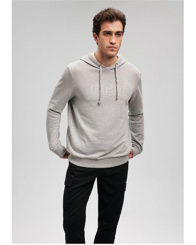 Mavi Es kapuzen-sweatshirt mit logo-print - Grau