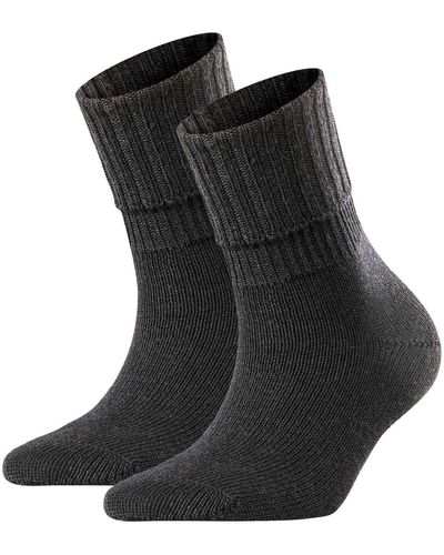 FALKE Socken 2er pack striggings rib, kurzsocken, umschlagsocken, logo, einfarbig, lang - Schwarz