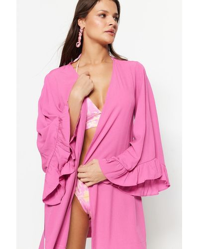 Trendyol Kimono & kaftan relaxed fit - Pink
