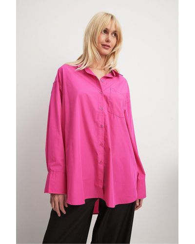 NA-KD Oversized-basic-shirt - Pink