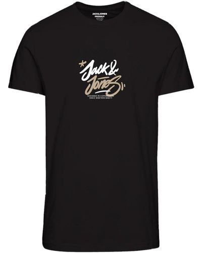 Jack & Jones Bedrucktes t-shirt in übergröße - Schwarz