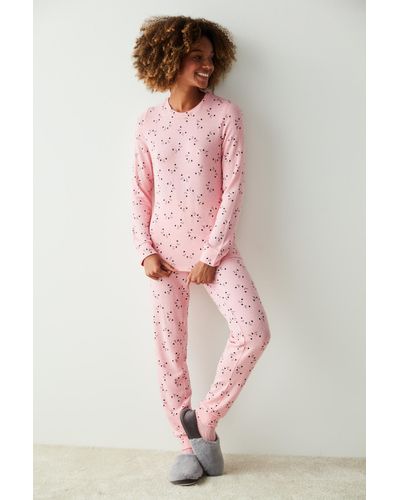 Penti Thermo-pyjama-set mit süßem gesicht - Pink