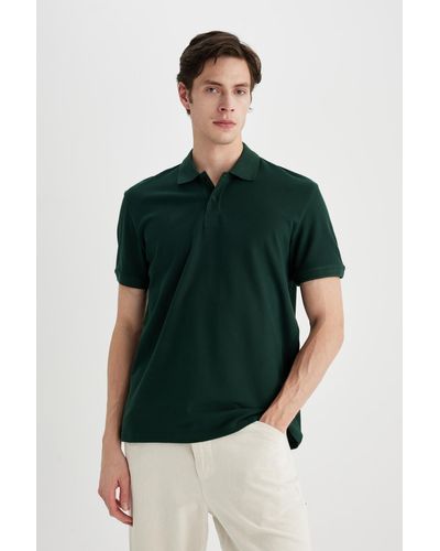 Defacto Neues polo-t-shirt mit rollkragen und normaler passform - Grün