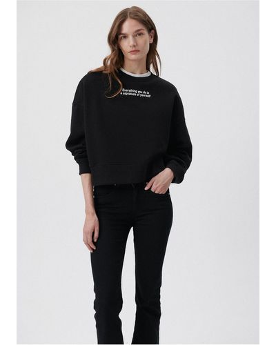 Mavi Schwarzes sweatshirt mit stickereidetail -900