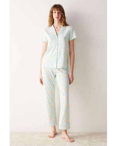 Penti Base emilia pyjama-set mit hemd und hose in mint - Natur