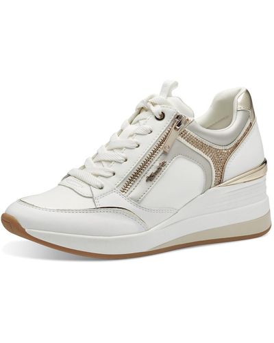 Tamaris Low sneaker low top 1-23703-41 190 white/gold lederimitat/ textil mit herausnehmbarer socke - Weiß