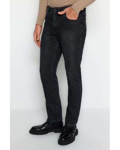 Trendyol E jeans mit gerader passform, jeanshose, - Schwarz