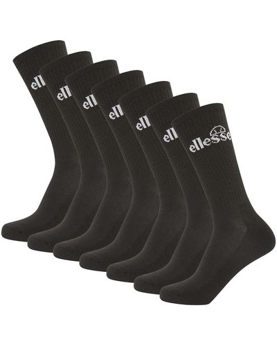 Ellesse Unisex sport-socken, 7 paar trego sport sock, crew socks, tennis, ripp-bündchen, logo - 43-46 - Schwarz