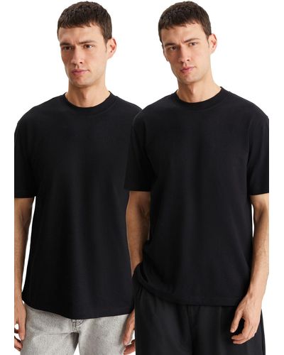 Grimelange Daxton t-shirt, 100 % baumwolle, 2er-pack, kurzärmlig, reguläre passform, bedruckt, - Schwarz