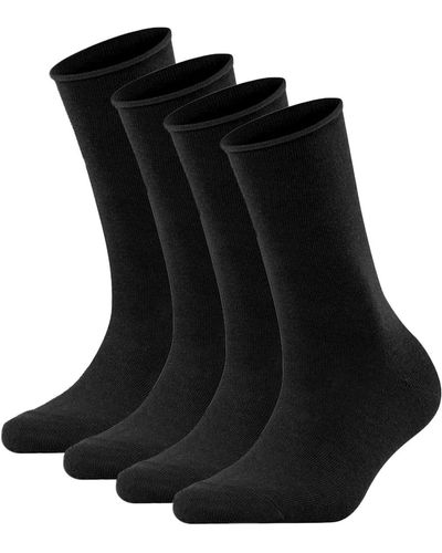 FALKE Socken, 4er pack happy, kurzsocken, rollbündchen - Schwarz
