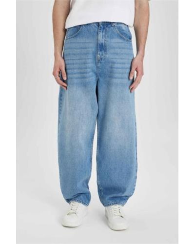 Defacto Wide baggy fit wide fit jeans mit normaler taille und weitem bein b5788ax24sp - Blau