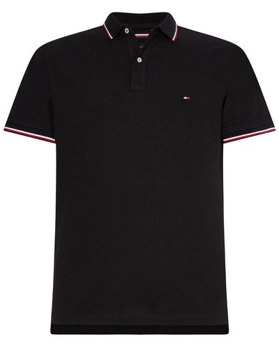 Tommy Hilfiger Schmales core-poloshirt mit tommy-spitze - Schwarz