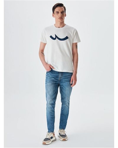 LTB Weißes t-shirt mit rundhals-logo - Blau
