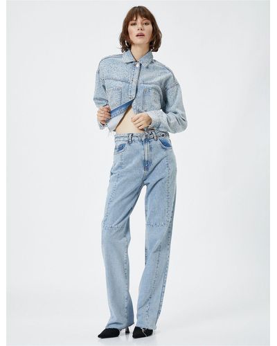 Koton Jeans mit geradem bein und hoher taille nora jean - Blau