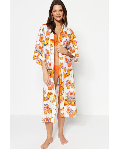 Trendyol Kimono & kaftan relaxed fit - Orange