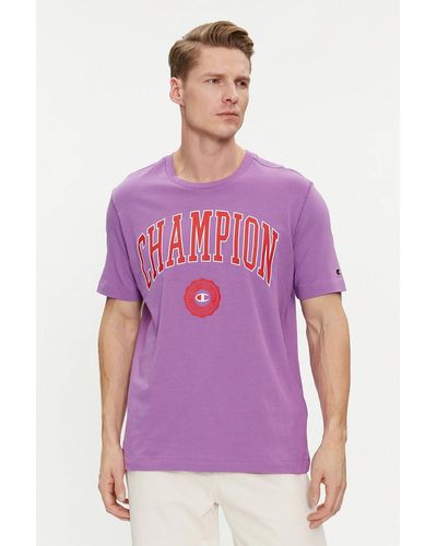 Champion T-shirt mit eckigem ausschnitt – relaxed fit - Lila