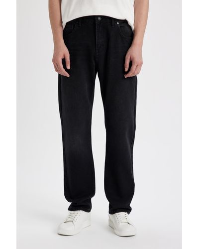 Defacto Gerade geschnittene jeanshose mit röhrenbein b4640ax23wn - Schwarz