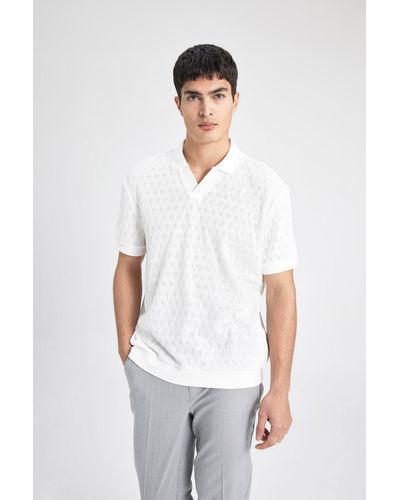 Defacto Kurzärmliges polo-t-shirt mit normaler passform b6536ax24sp - Weiß