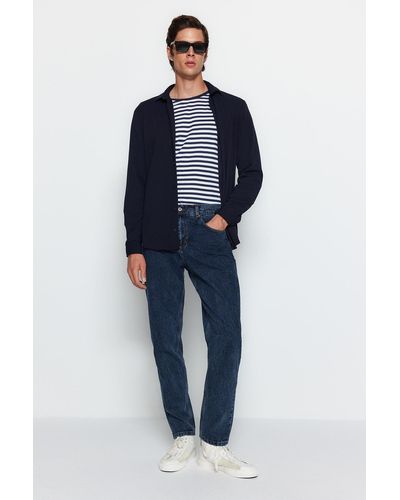 Trendyol Marineblaue essential fit jeans jeanshose