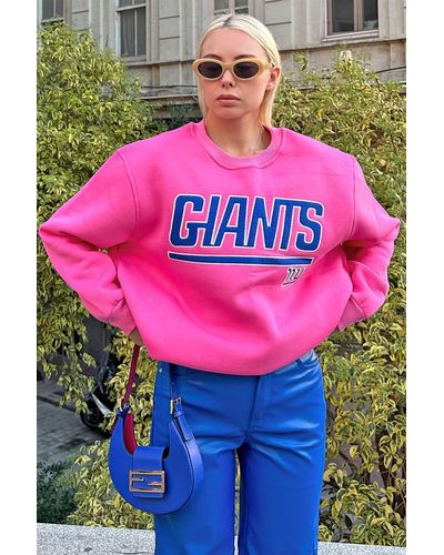 Swist Pink giants besticktes sweatshirt aus baumwolle