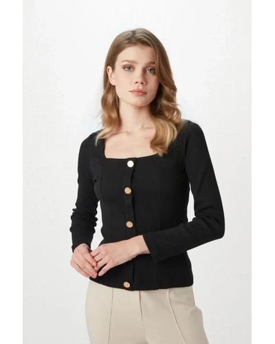 GUSTO Camisole-bluse mit quadratischem ausschnitt – - Schwarz