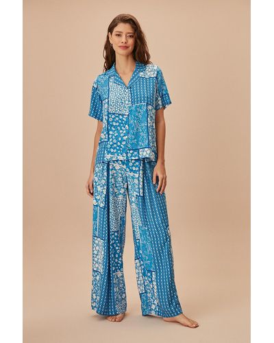 SUWEN Traumhaftes maskulines pyjama-set - Blau