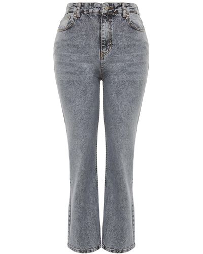 Trendyol Lange, gerade jeans mit hoher taille in - Grau