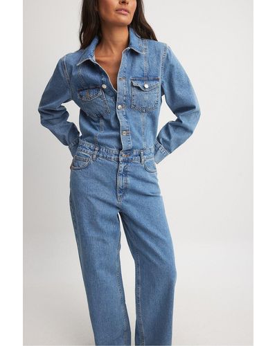 NA-KD Lockerer jeans-overall - Blau