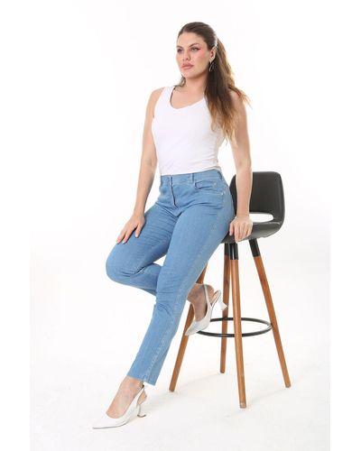 Şans Şans große jeans aus em lycra mit 4 taschen und farbigen details 65n37725 - Blau