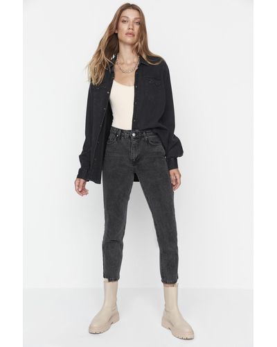 Trendyol E mom-jeans mit normaler taille - Schwarz