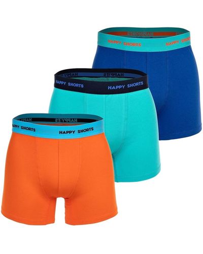 HAPPY SHORTS Boxershorts, 3er pack retro jersey, logobund - Blau