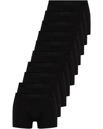 Trendyol E, mehrfarbige basic-boxershorts aus baumwolle im 10er-pack - Schwarz