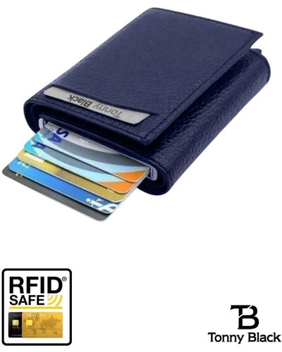 Tonny Black Originale rfid-schutz-geldbörse mit automatikmechanismus und diebstahlschutz, mit geld- und kartenhalter - one size - Blau