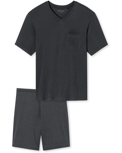 Schiesser Pyjama v-ausschnitt – comfort essentials - Schwarz