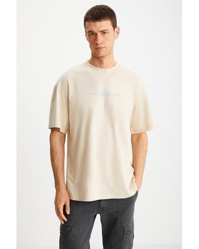 Grimelange Frank t-shirt in übergröße, 100 % baumwolle, dick, strukturiert, bedruckt, - Natur