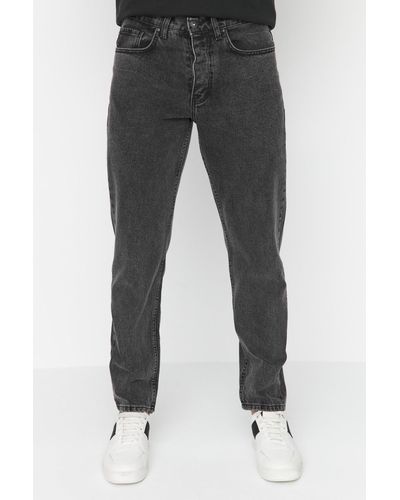 Trendyol Anthrazitfarbene essential-fit-jeans-jeanshose - Grau