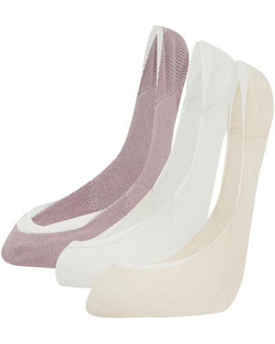 Defacto 3-teilige ballerinasocken aus baumwolle a0369axns - Weiß