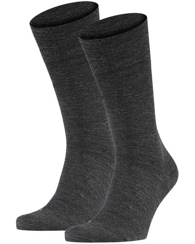 FALKE Socken 2er pack sensitiv berlin, kurzstrumpf, komfortbund, uni - Schwarz