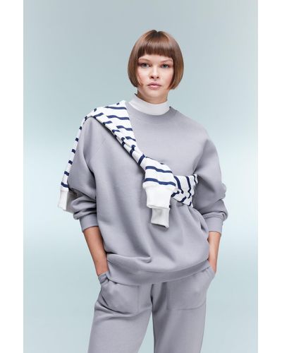 Defacto Dickes sweatshirt mit rundhalsausschnitt in oversize-passform - Grau