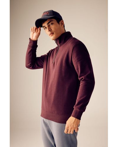 Defacto Comfort fit-sweatshirt mit stehkragen und reißverschluss x7405az23au - Rot