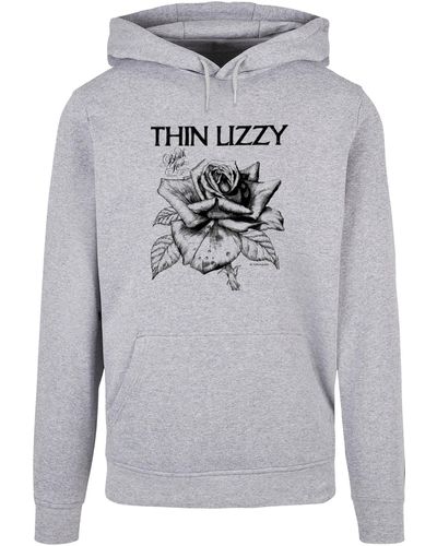 Merchcode Thin lizzy basic hoody mit rose-logo - Grau
