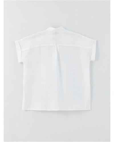 LC Waikiki Einfarbiges kurzarm-übergrößen-popeline-hemd - Weiß
