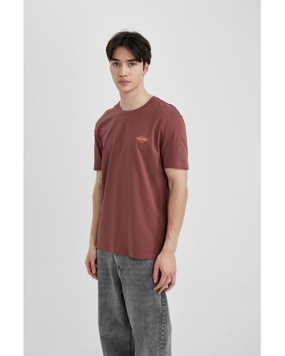 Defacto T-shirt regular fit - Rot
